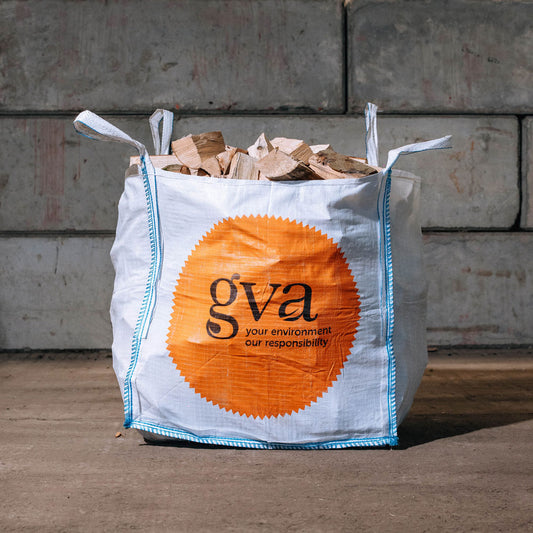 Strong bulk bag filled with kiln-dried hardwood firewood logs